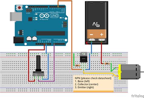 Control DC Motor With NPN Transistor Arduino PWM Hackster Io