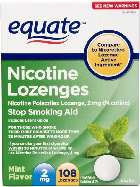 equate nicotine lozenge stop smoking aid mint flavor 2 mg 108 lozenges health