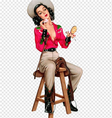 Cowgirl United States Pin Up Girl Artist Retro Style Illustration