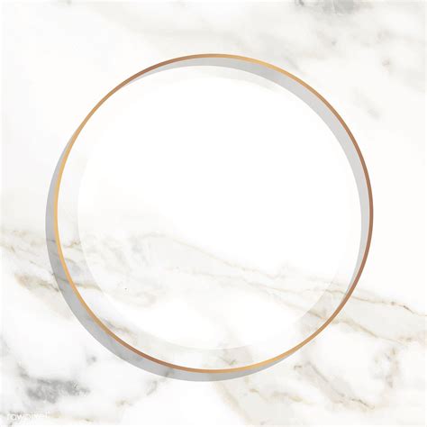 Round Gold Frame On White Marble Background Vector Premium Image By