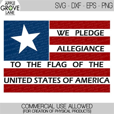 Pledge Of Allegiance Svg Usa Svg Flag Svg United States Etsy
