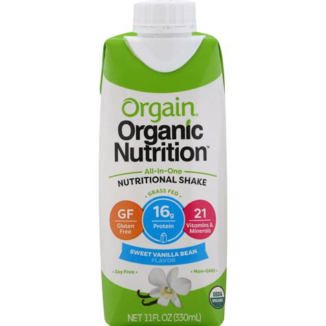 Orgain Organic Nutrition Nutritional Shake Sweet Vanilla Bean 110 Fl