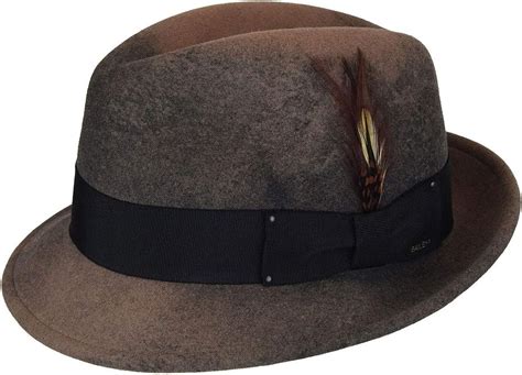 Bailey Of Hollywood Mens Tino Fedora Trilby Hat Taupe Swirl S