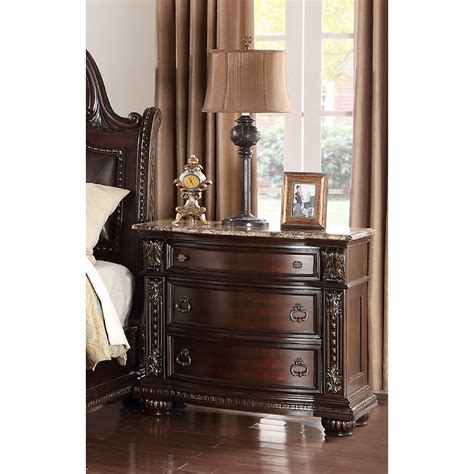 Crown Mark Stanley B1600 2 Traditional 3 Drawer Nightstand With Marble Top Value City
