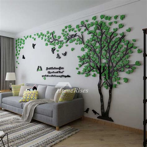 How to decorate the wall with a wall tree. Tree Wall Decal 3D Living Room Green/Yellow Acrylic Best Decorative