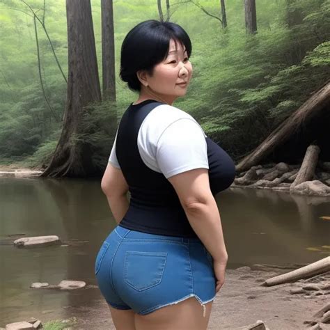 Ai Image Enhance Big Booty Middle Aged Asian Woman In Pose Showing