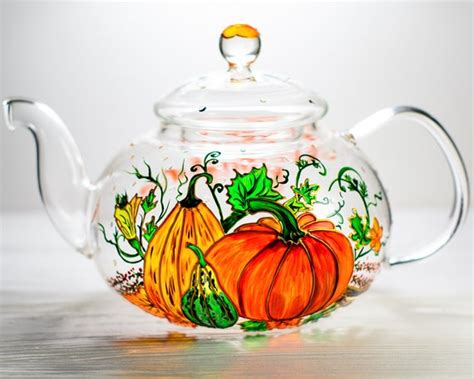 Personalized Pumpkin Teapot With Infuser Hello Pumpkin Tea Etsy