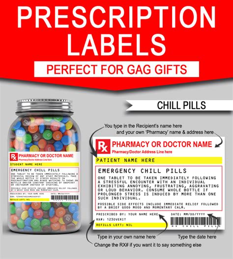 We've teamed up again with world label and falala designs to offer you some beautiful and inspiring printable labels for your use. Gag Prescription Label Templates | Printable Chill Pills