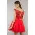 Ball Gown Strapless Sweetheart Short Mini Red Tulle Lace Beaded