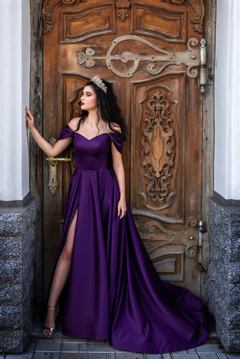 Purple Satin Dress Long Dresses Images 2022