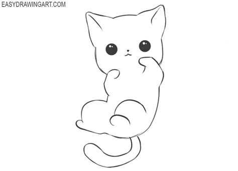 How To Draw A Kawaii Cat Easy Drawing Art Kawaii Cat Drawing Kitty