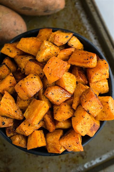 Season with salt and pepper. Oven Roasted Sweet Potatoes (One Pan) | One Pot Recipes
