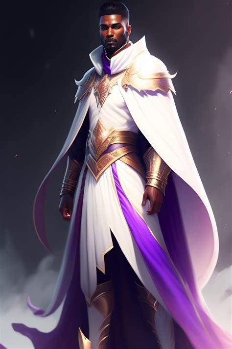 Lexica Man Male Full Body White Purple Cloak Warlock Character
