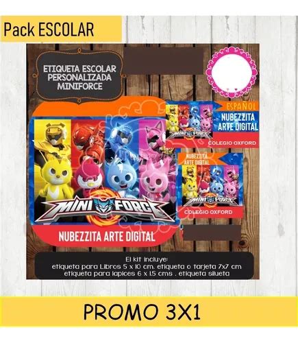 Kit Imprimible 3x1 Miniforce Etiquetas Escolares 1033 En Venta En