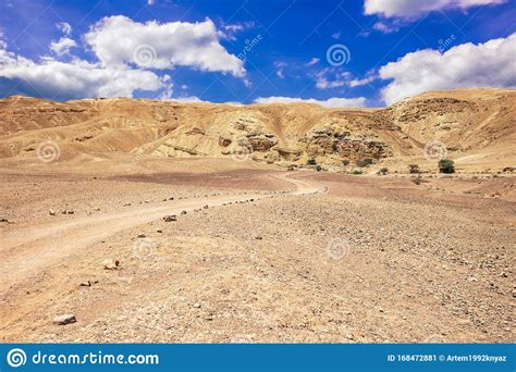 Dry Desert Rocks Wasteland Scenery Landscape In Bright Summer Day Time