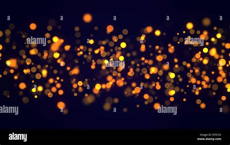 Golden Glitter Bokeh Glowing Sparks Particles Dark Festive Background