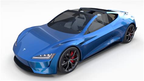 Tesla Roadster 2020 Electric Blue With Interior And Chassis 3d Model