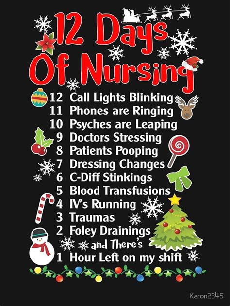 12 Days Of Nursing Funny Christmas Nurse Shirt Slim Fit T Shirt