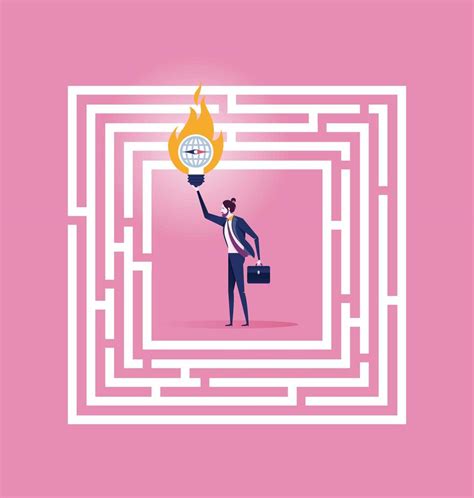 ¡y descargue sus archivos gráficos de alta resolución de su cuenta de usuario! Empresario de pie en un laberinto con una solución para el ...