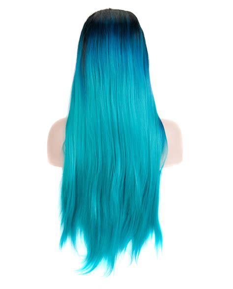 Blueblack 24 Straight Ombre Synthetic Lace Front Wig Abhair