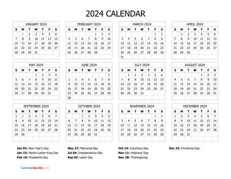 Free Printable Monthly Calendar 2024