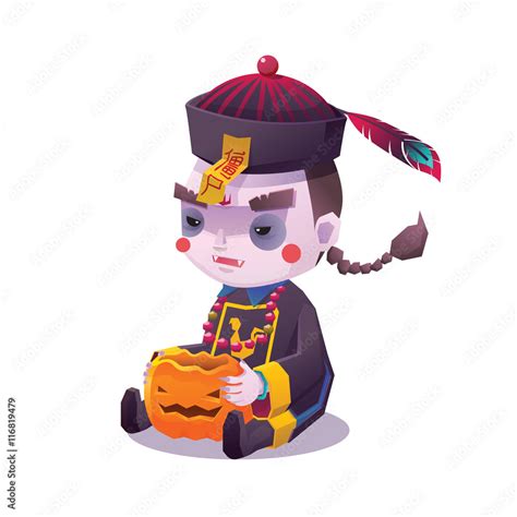 Vector Illustration Of Jiangshi Chinese Hopping Vampire Ghost With
