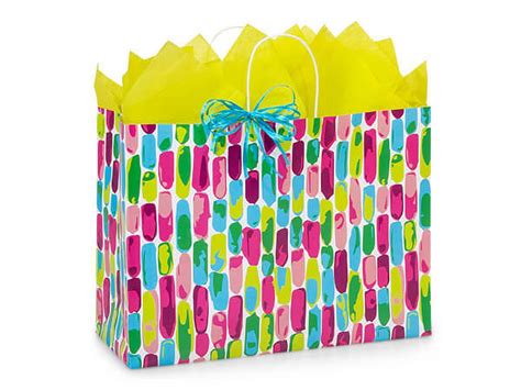 Pack Of 200 Painted Gems Paper Shopping Bag Vogue 16x6x125 For T