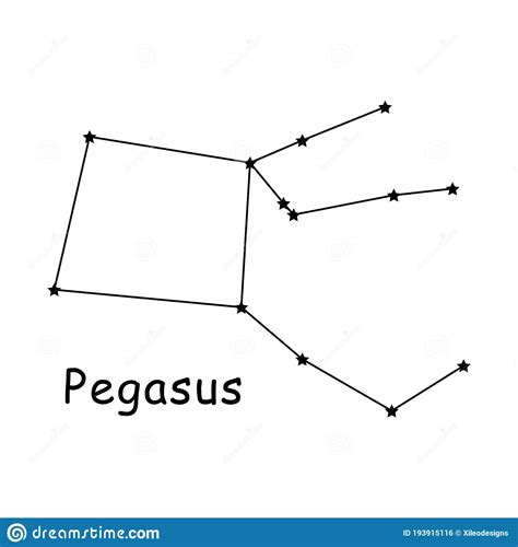 Pegasus Constellation Stars Vector Icon Pictogram With Description Text