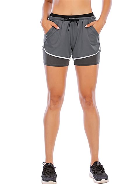 Sayfut Women S Performance Double Layer Running Shorts Workout Sports Yoga Shorts Tights Pants