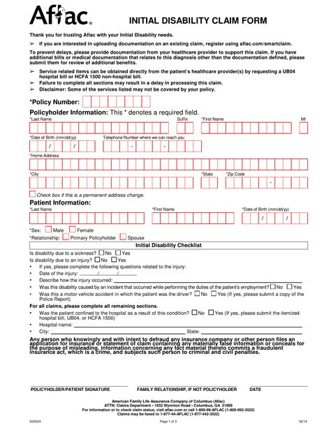 Download Aflac Short Term Disability Claim Form Initial