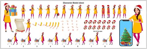 premium vector indian santa girl character design model sheet with
