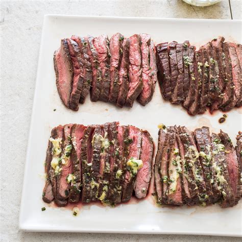 This fantastic strip steak is the perfect dinner for date night or any special occasion that deserves something extra delicious on the table. Pan-Seared Flank Steak with Mustard-Chive Butter | America ...