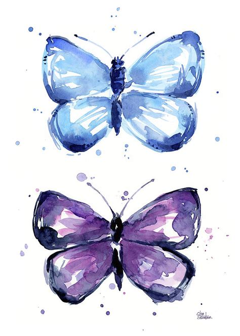 Butterflies Blue And Purple Painting By Olga Shvartsur Fine Art America