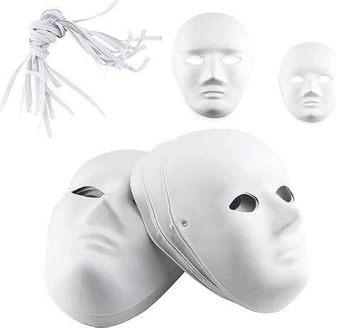 Oruuum 12 Pcs Diy Full Face Masks Paintable Paper Mask White Diy Mask