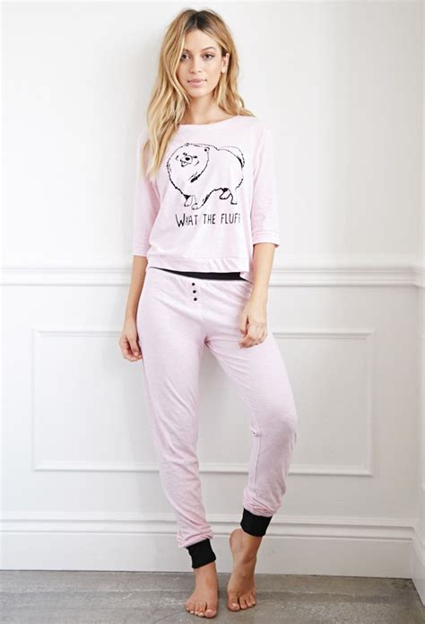 What The Fluff Pj Set Forever 21 2000154068 Womens Pj Sets