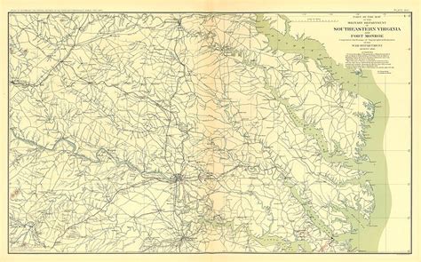 American Civil War Map Southeastern Virginia And Fort Monroe York River