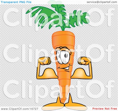 Clipart Picture Of An Orange Carrot Mascot Cartoon Character Flexing