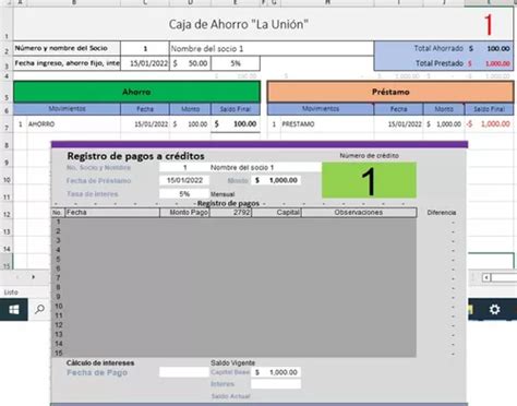 Sistema En Excel Para Administrar Caja De Ahorro Y Pr Stamo En Venta En