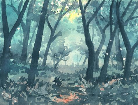 Watercolor Painting With Forest Rpainting