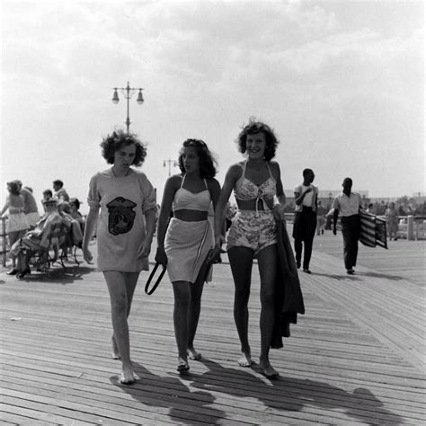 people being ticketed for wearing bathing suits and shorts at rockaway beach 1946