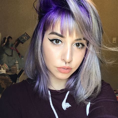 Purple To Silver Hair With Choppy Bangs Choppy Fringe Choppy Bangs