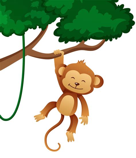 Mono Colgado En El árbol Lindo Personaje De Dibujos Animados 19550049 Png