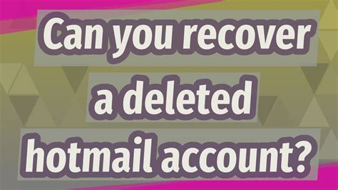 Can You Recover A Deleted Hotmail Account Youtube
