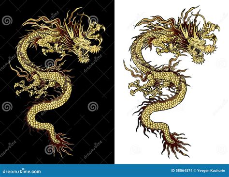Golden Chinese Dragon Art