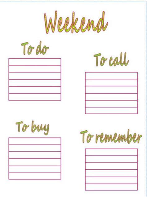 10 Collection Printable Weekend To Do List