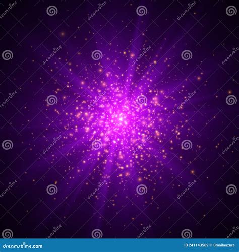 Purple Star Explosion With Sparkles Cosmic Starburst Vector Light