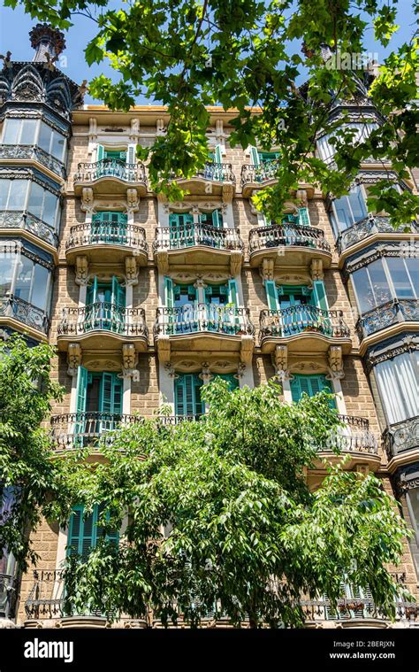 Detail Of Beautiful Facade Building Architecture In City Of Barcelona