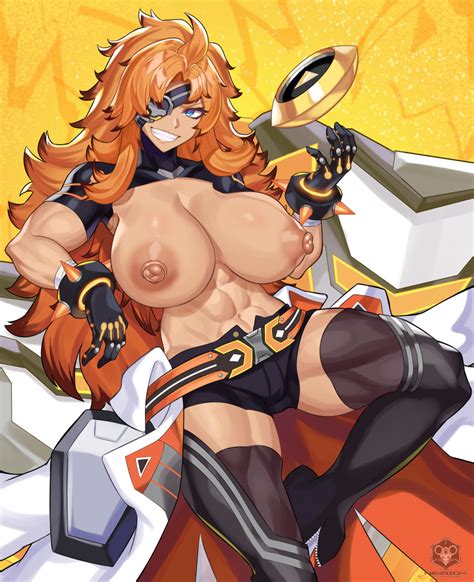 Rule 34 1girls Abs Asher Omega Strikers Big Breasts Blue Eyes Breasts Out Eyepatch Gloves