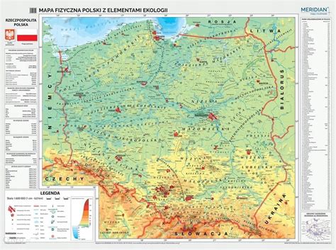 Polska Mapa Ścienna Szkolna Fizyczna Geograficzna Ceny I Opinie