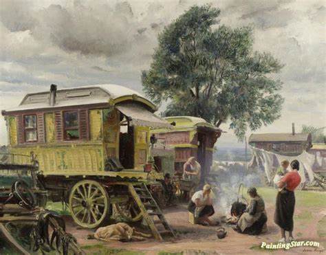 Gypsy Caravans Artwork By Dame Laura Knight Oil Painting And Art Prints On Canvas For Sale